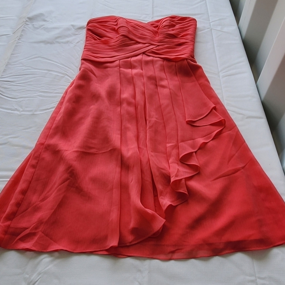 Elegant Coral Strapless Dress